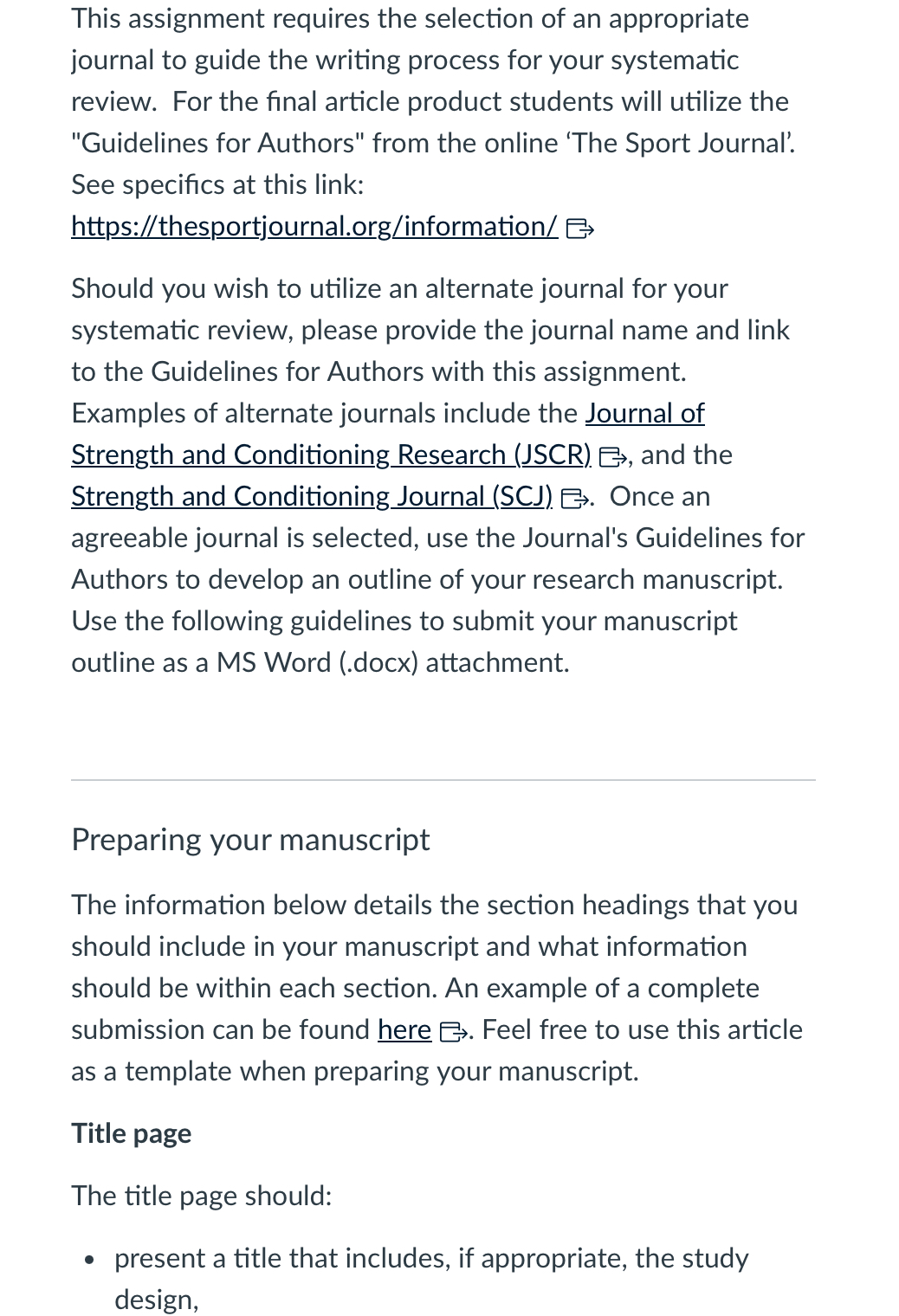 Journal Selection/Research Manuscript Outline