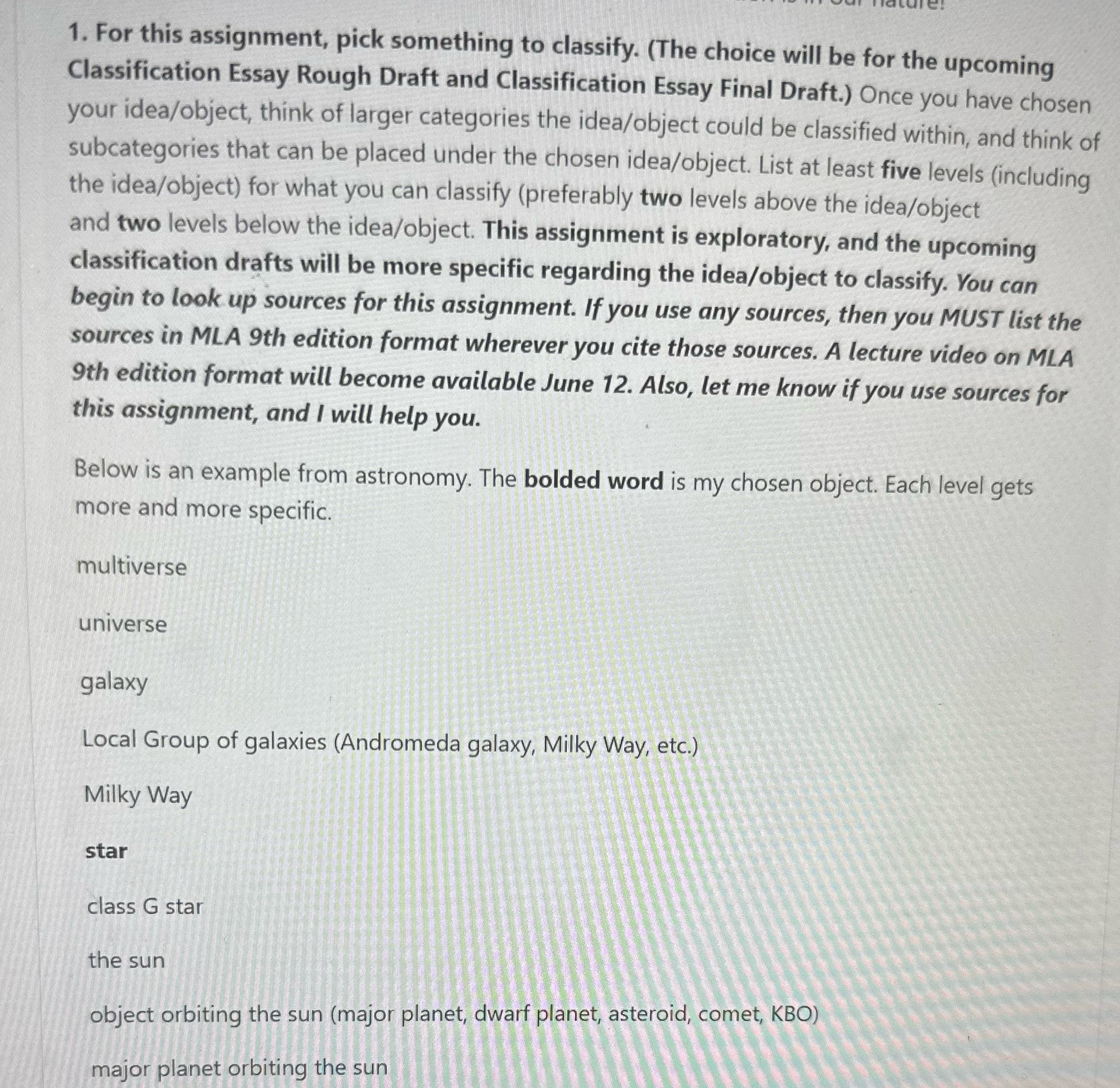 Help classify VACATIONS. 5 levels above the