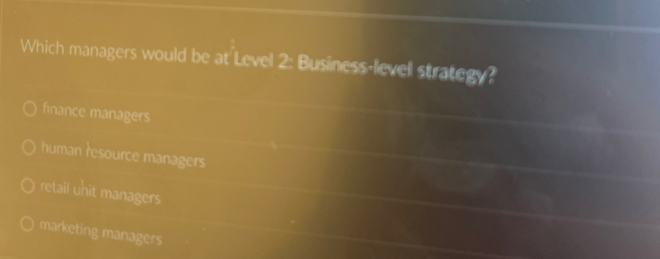 Which managers would be at Level 2 : Business -