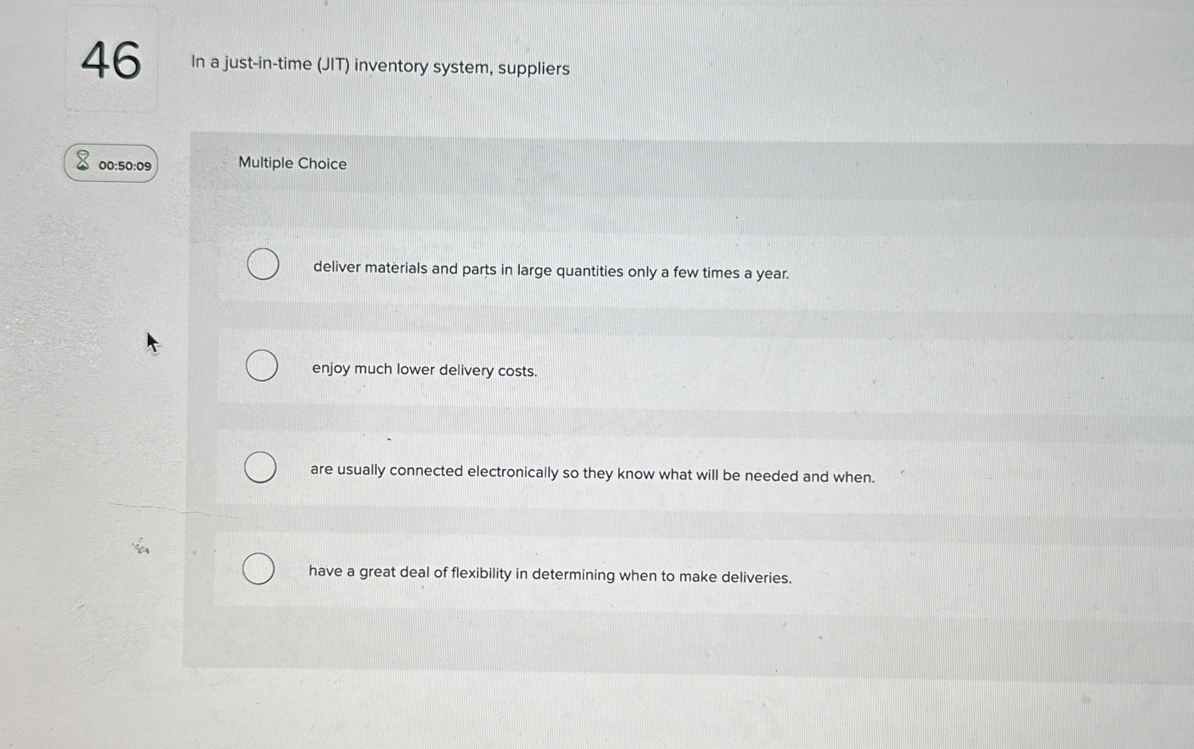 4 6 In a just - in - time ( JIT ) inventory