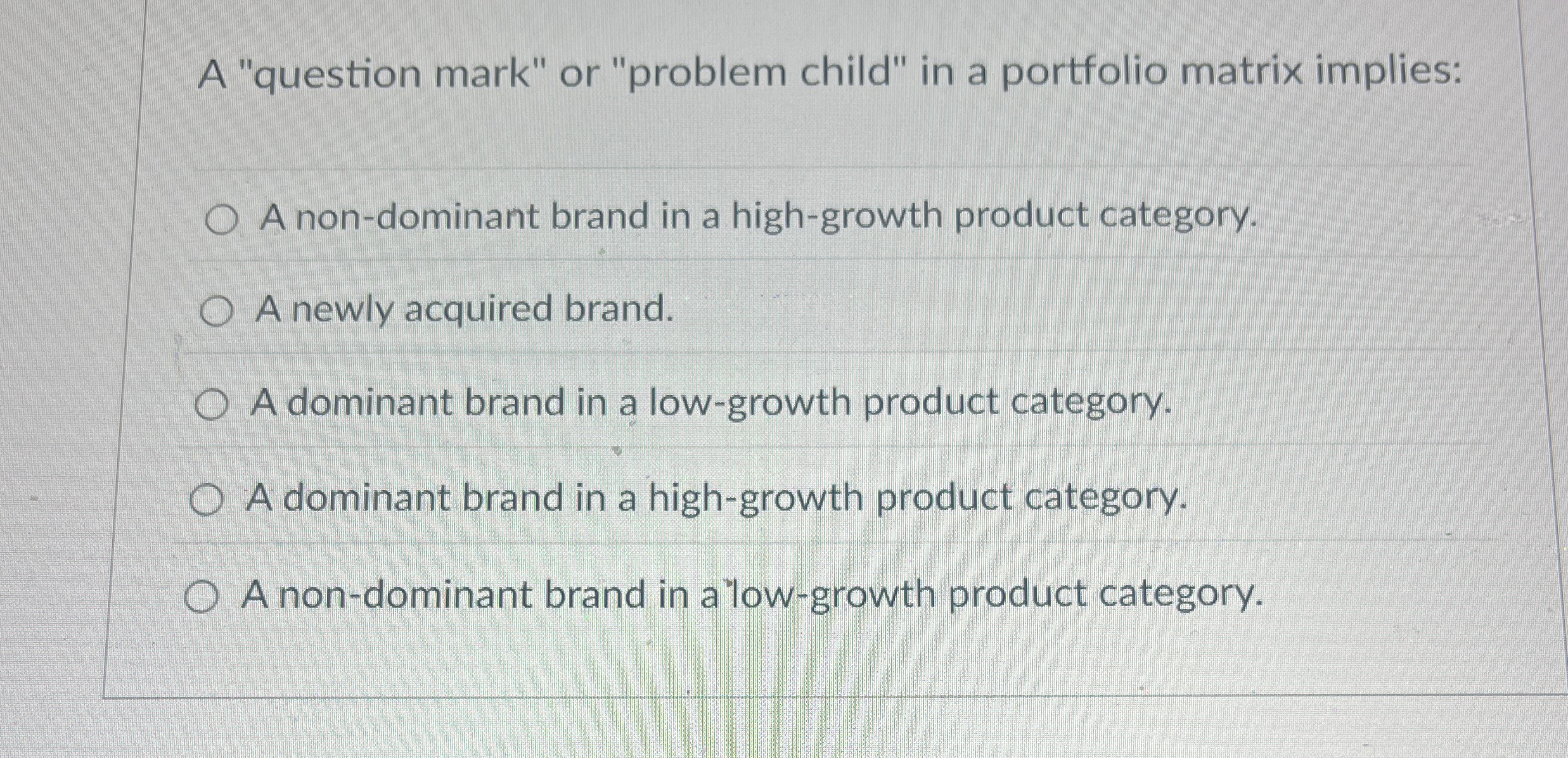 A "question mark" or "problem child" in a