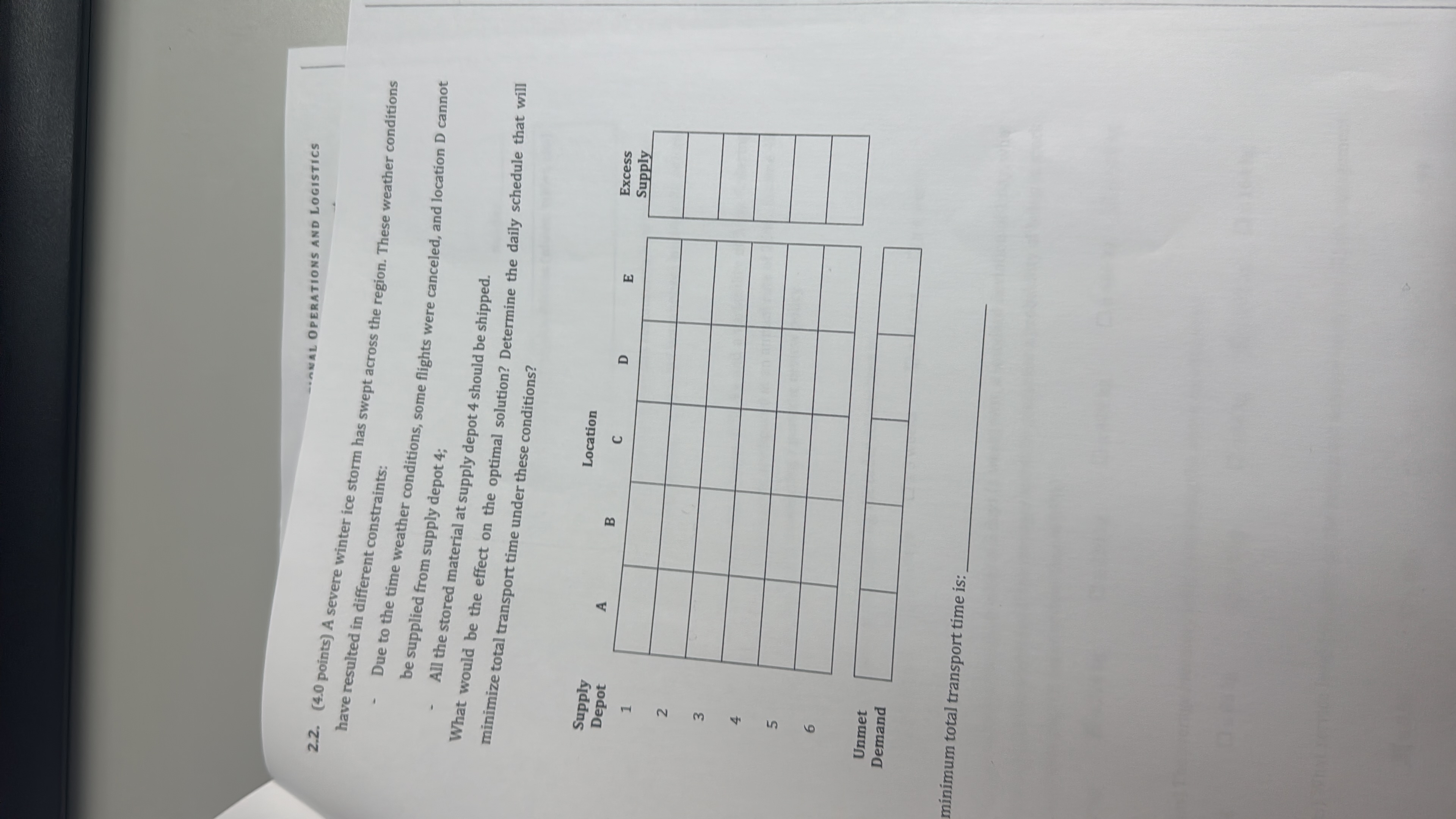 2 . 2 . ( 4 . 0 points ) A severe winter ice