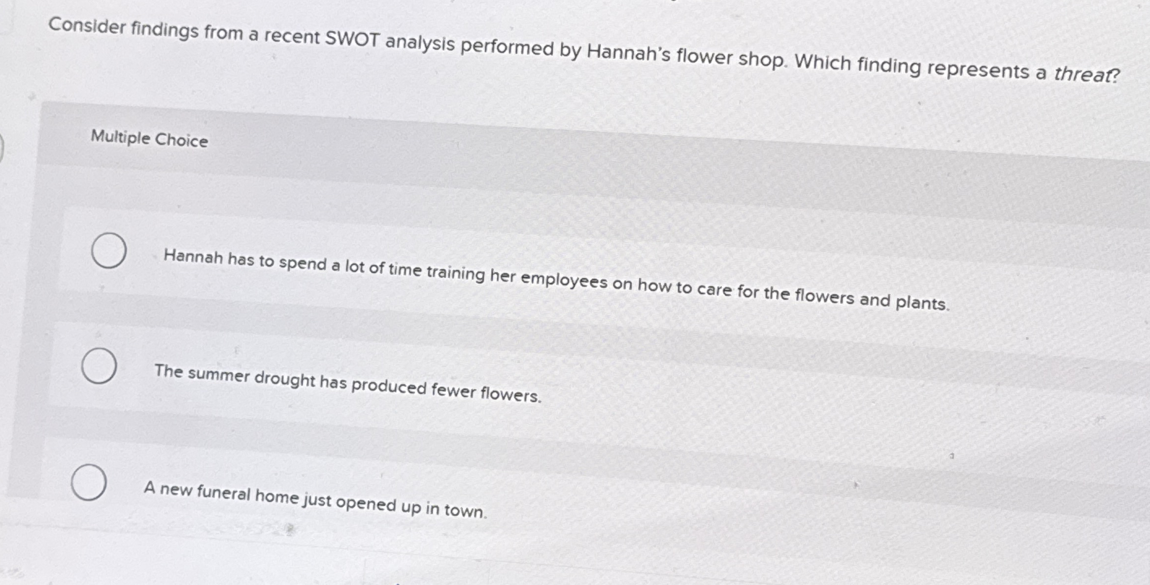 planning tool for dire... Multiple Choice Help