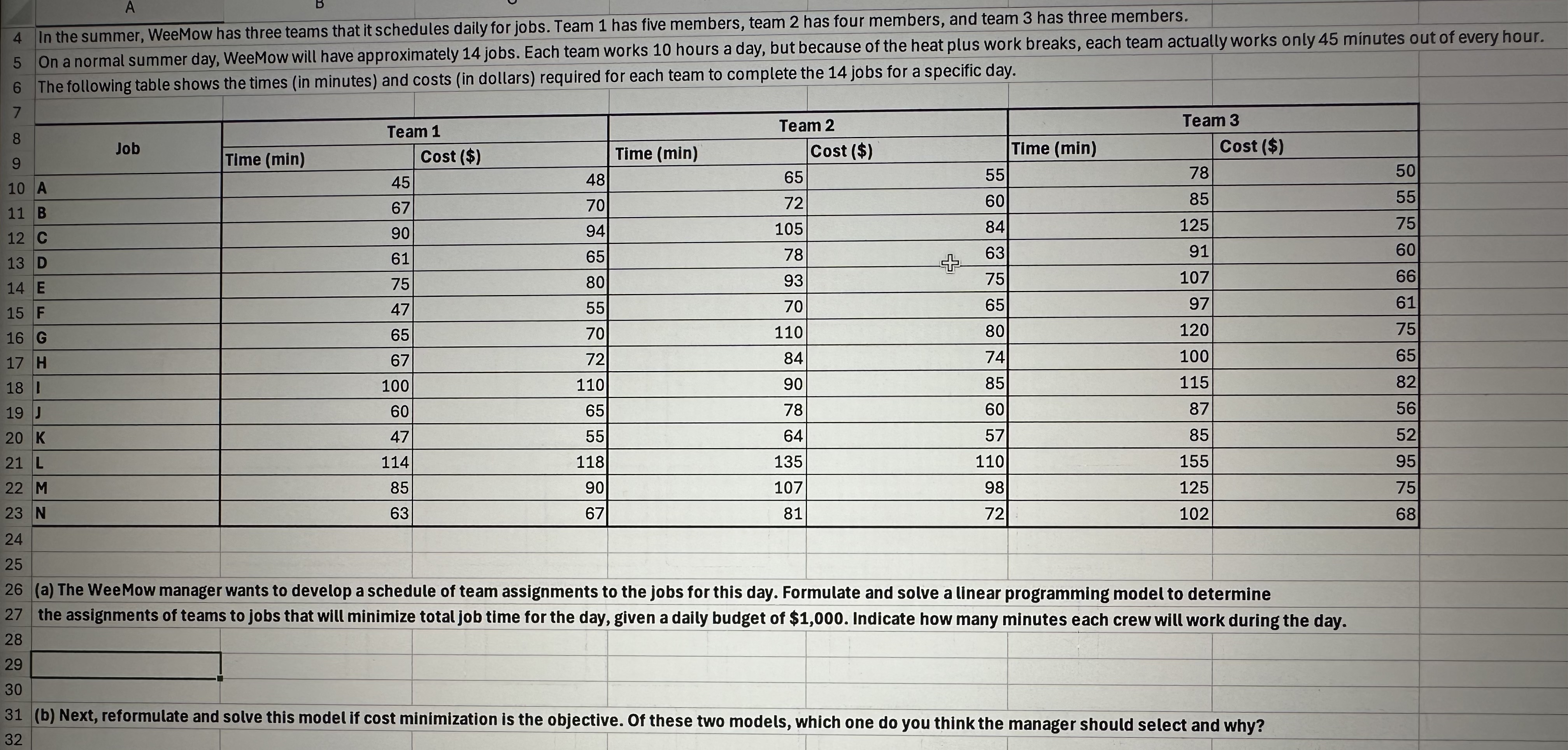 Develop the appropriate linear / non - linear