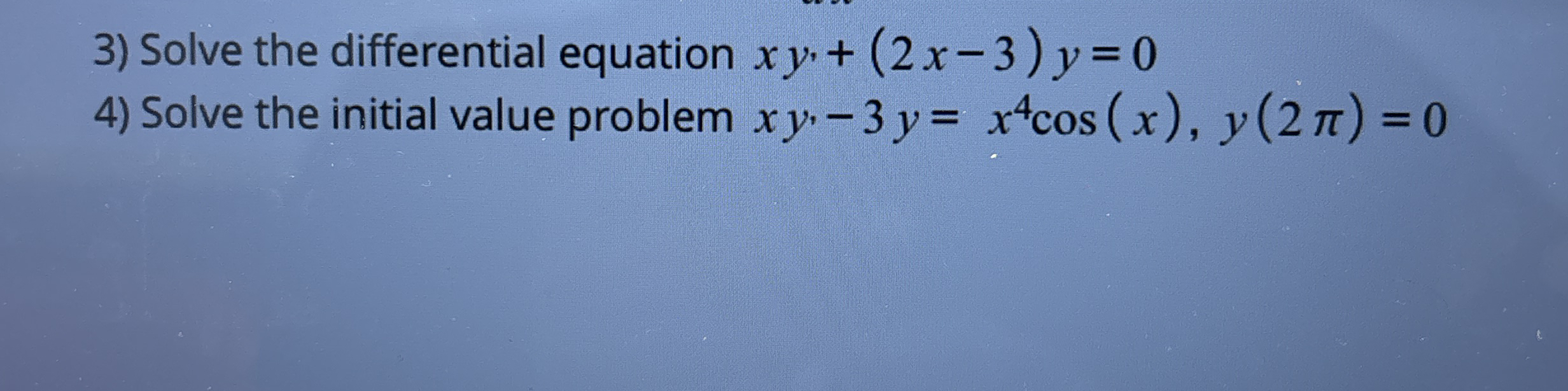 Solve the differential equation x y ( 2 x - 3 ) y