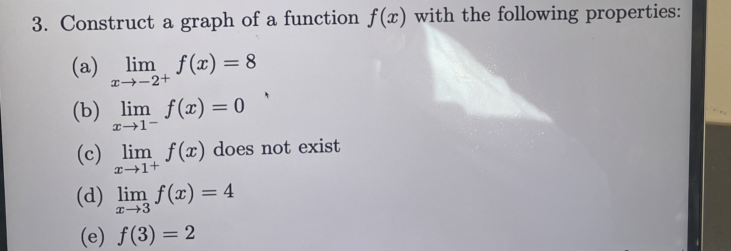 Construct a graph of a function f ( x ) with the