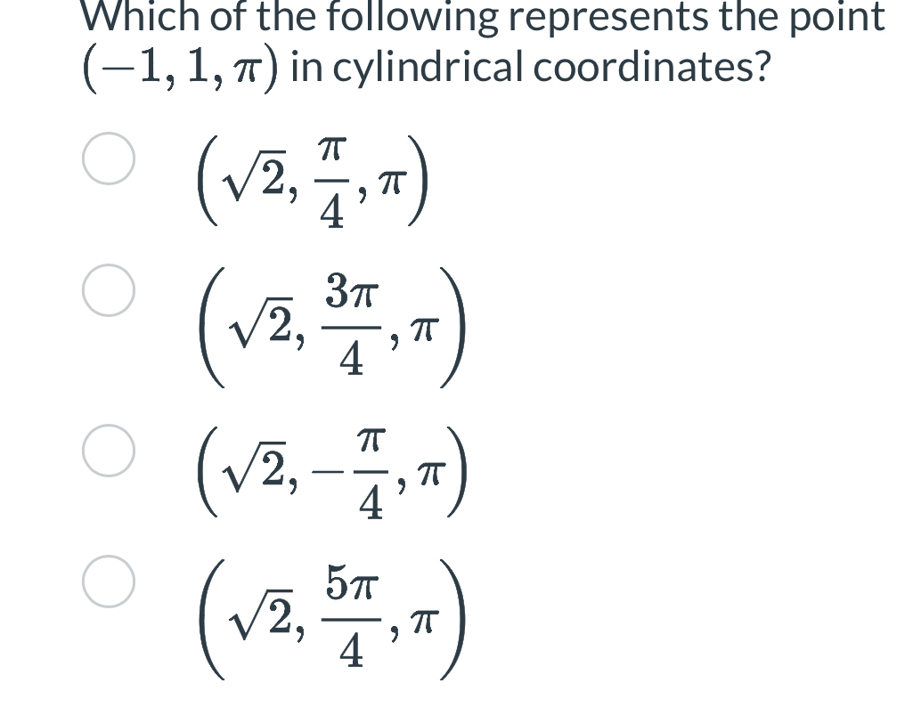 Which of the following represents the point ( - 1