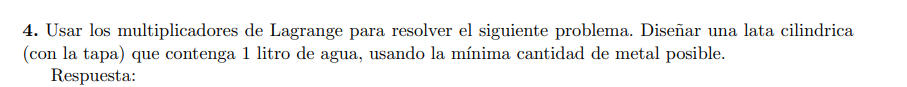 Usar los multiplicadores de Lagrange para