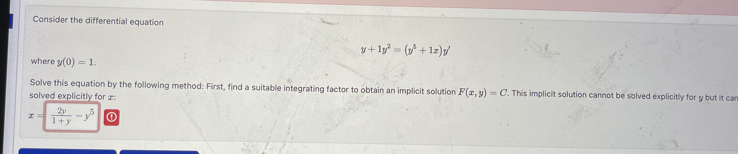 Consider the differential equation where y ( 0 )