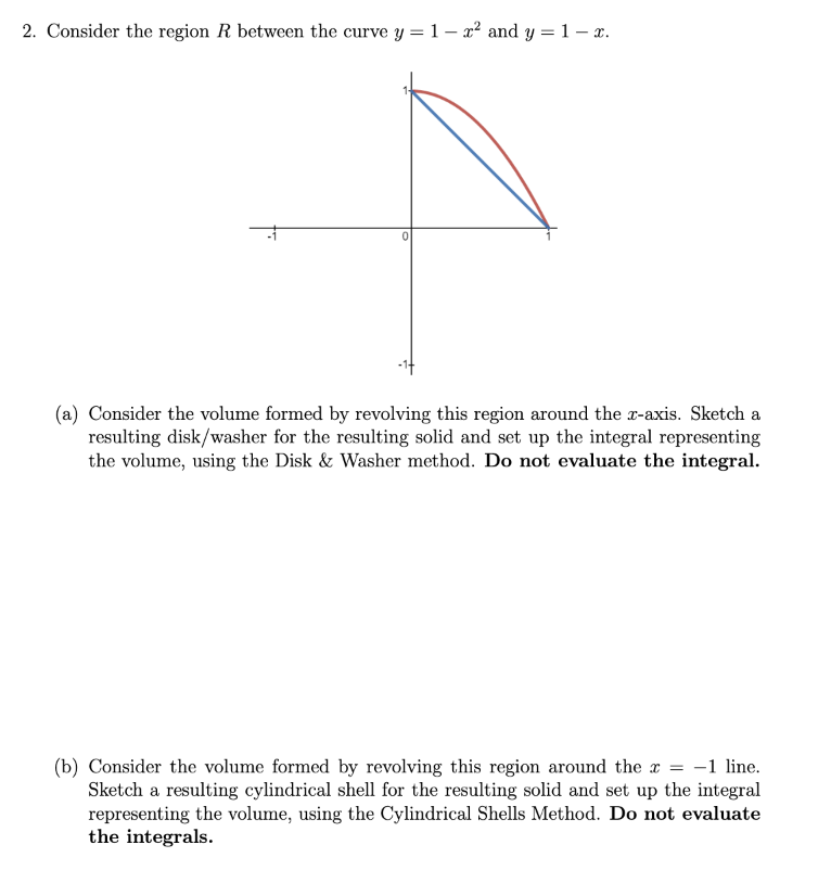 1 . Set up an integral for and compute the volume