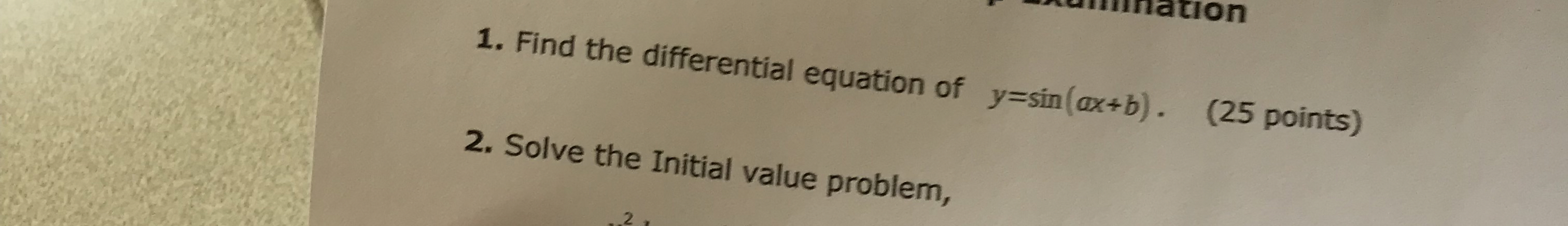 Find the differential equation of y = s i n ( a x