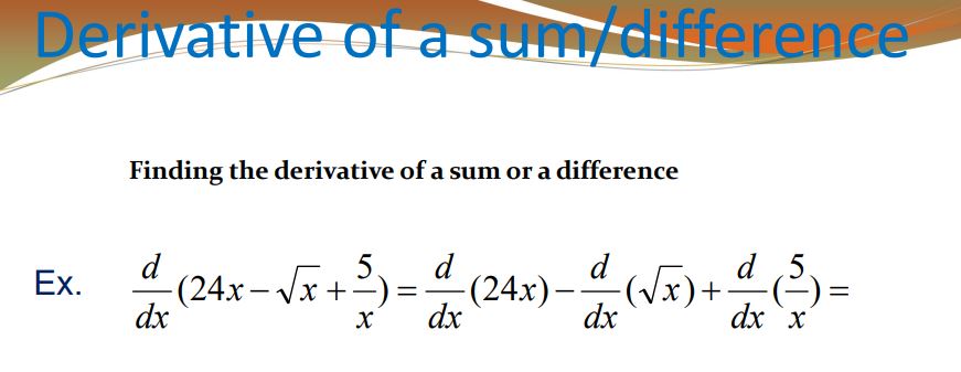 Finding the derivative of a sum or a difference