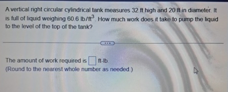 A vertical right circular cylindrical tank