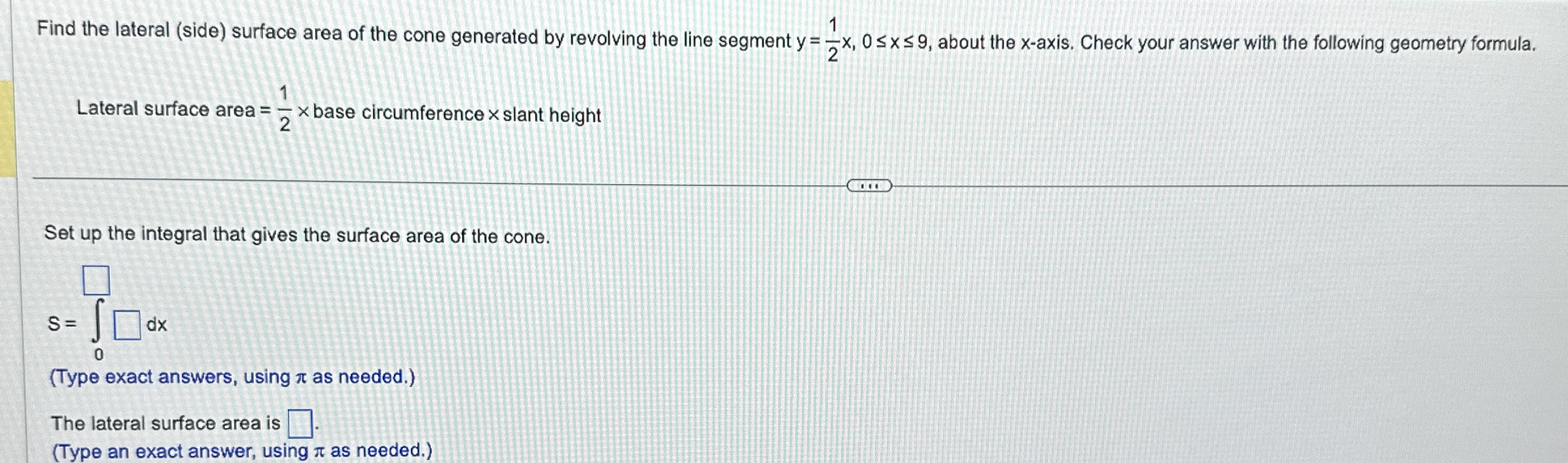 Find the lateral ( side ) surface area of the