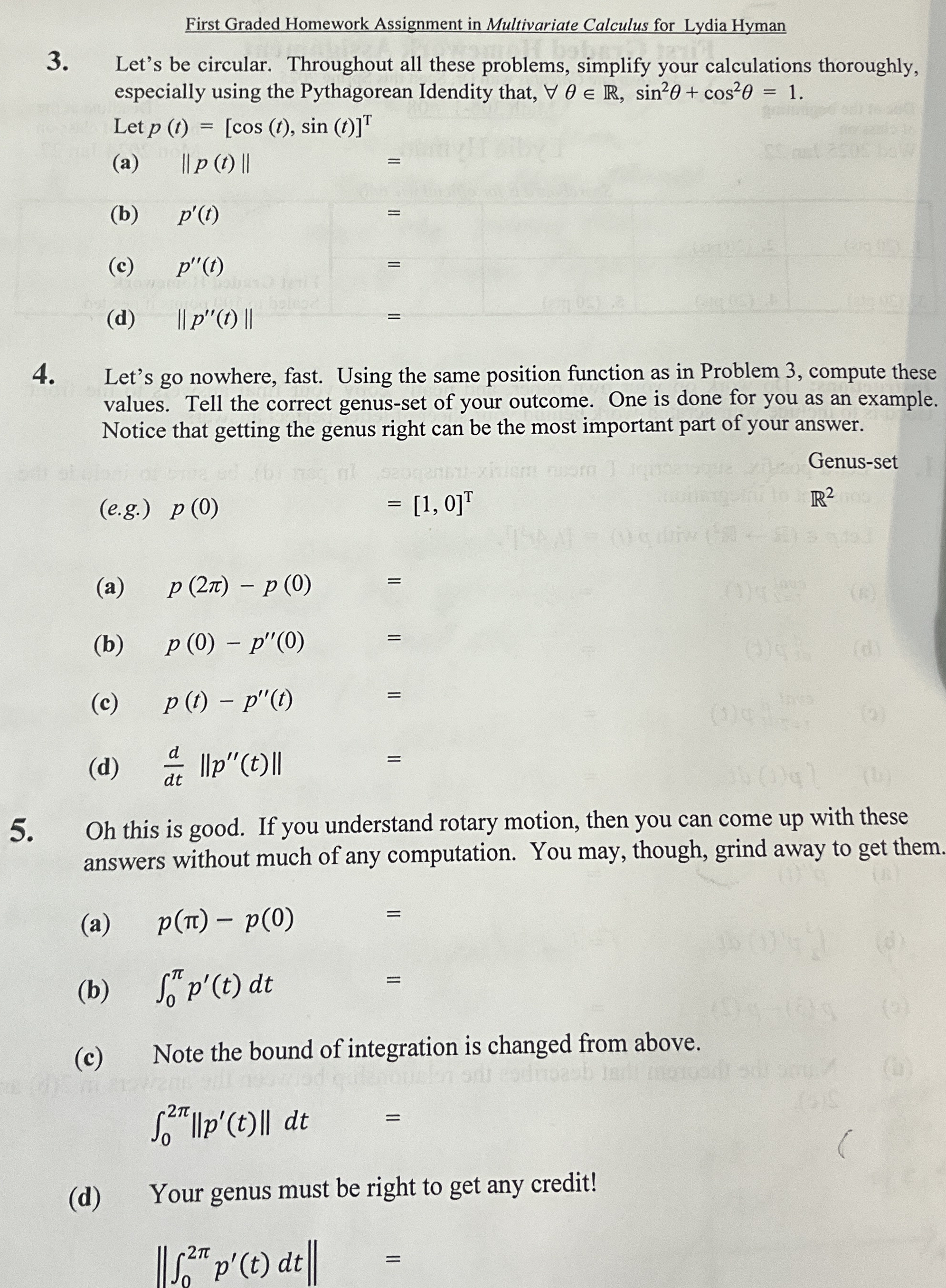 First Graded Homework Assignment in Multivariate