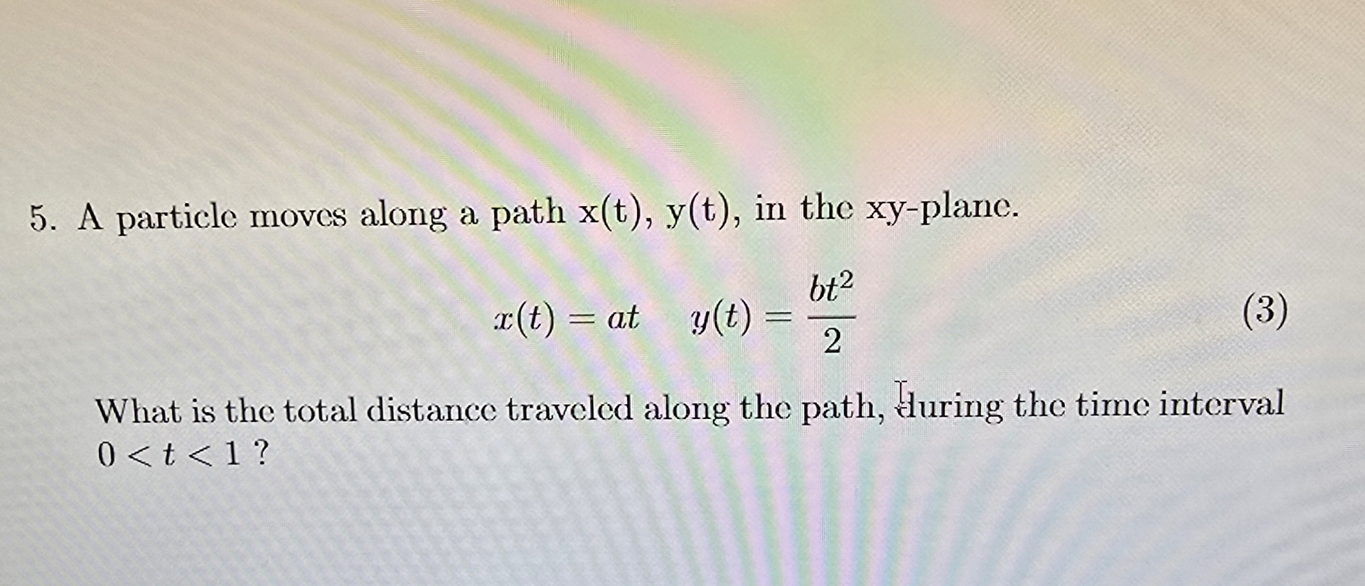 A particle moves along a path x ( t ) , y ( t ) ,