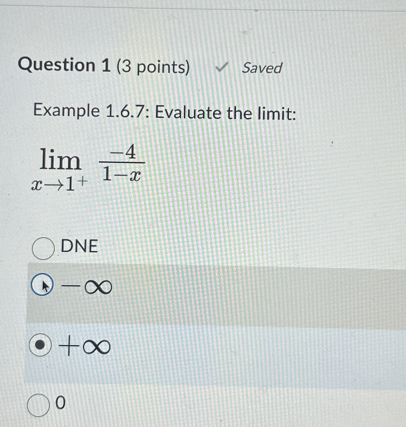 Question 1 ( 3 points ) 1 Saved Example 1 . 6 . 7