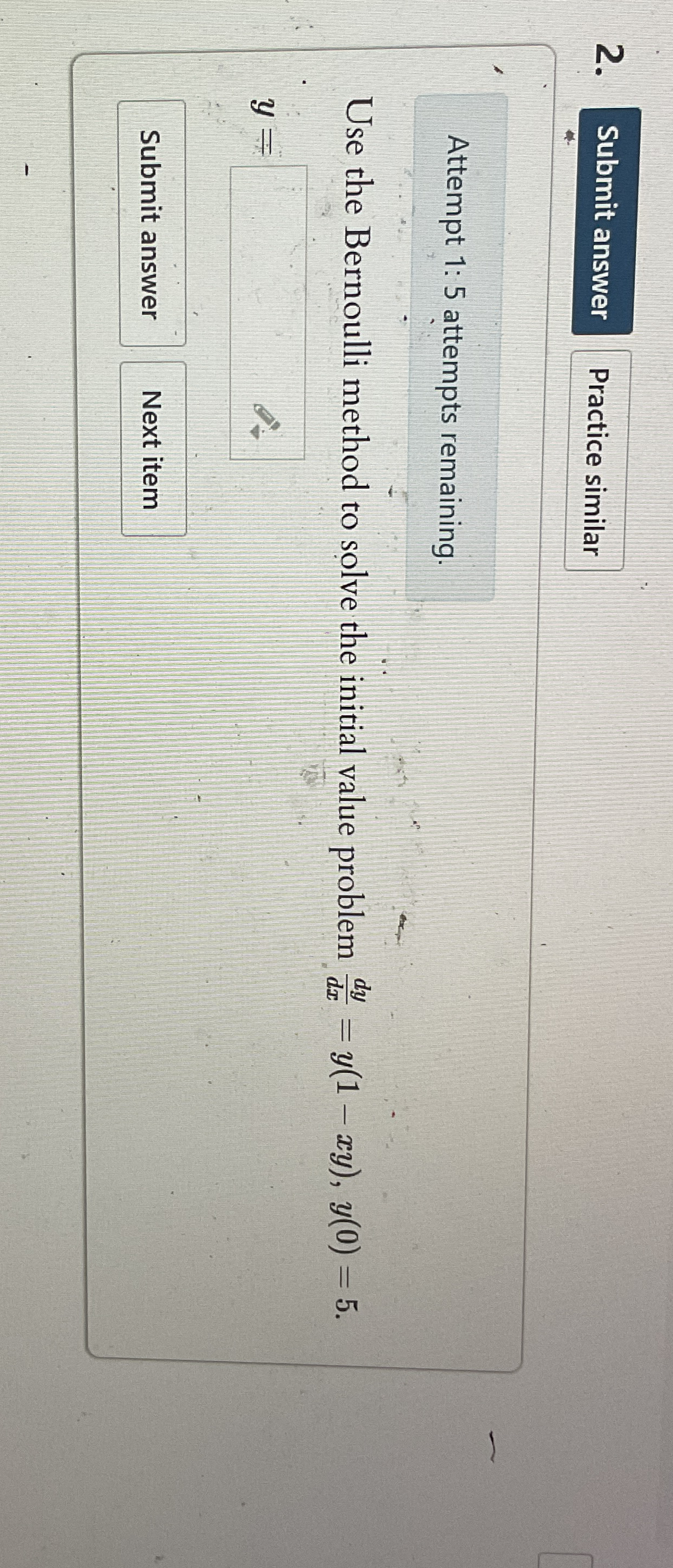 Practice similar Attempt 1 : 5 attempts