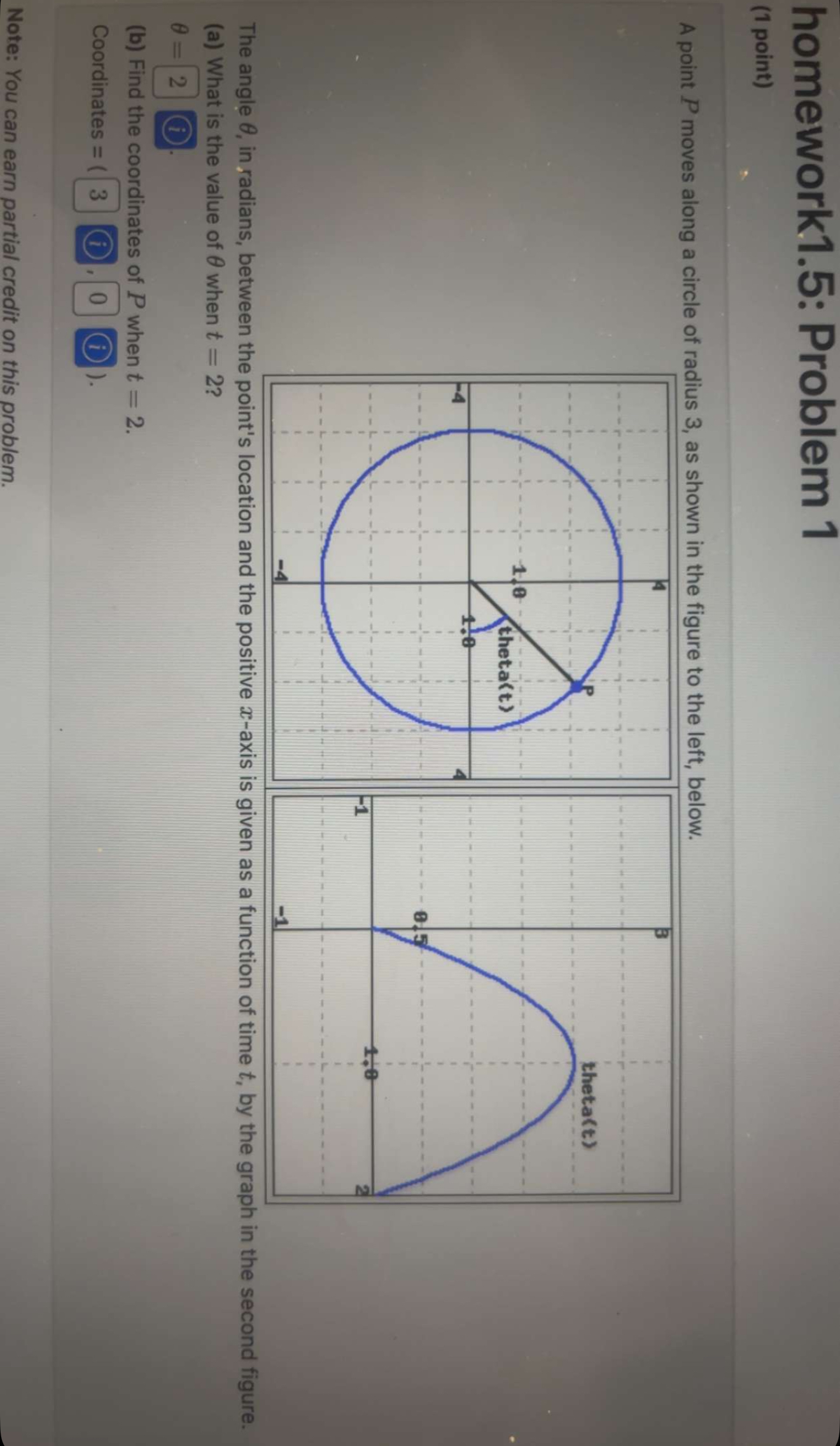homework 1 . 5 : Problem 1 ( 1 point ) A point P