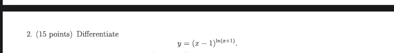 Differentiate y = ( x - 1 ) l n ( x + 1 )