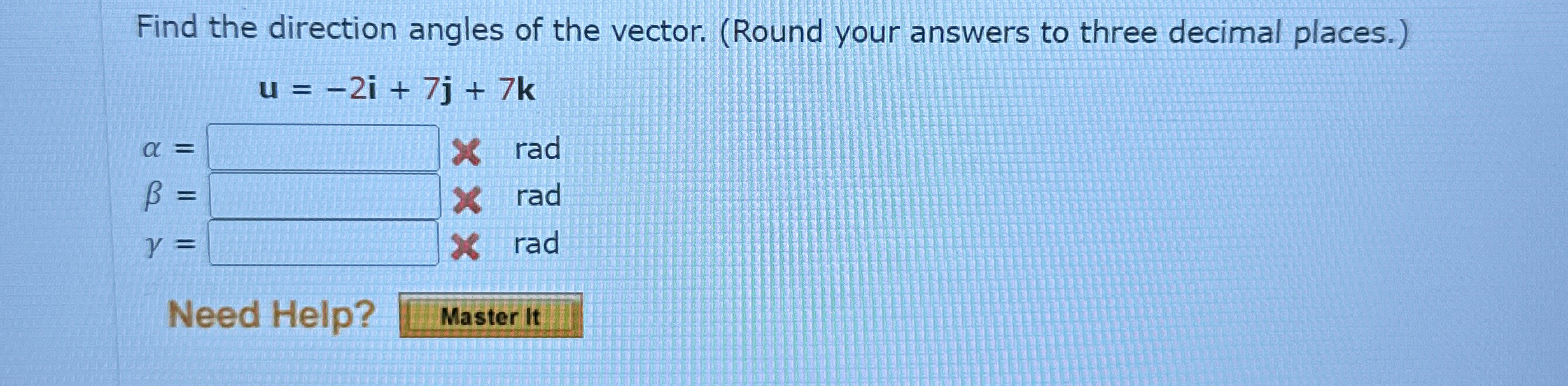 Find the direction angles of the vector. ( Round