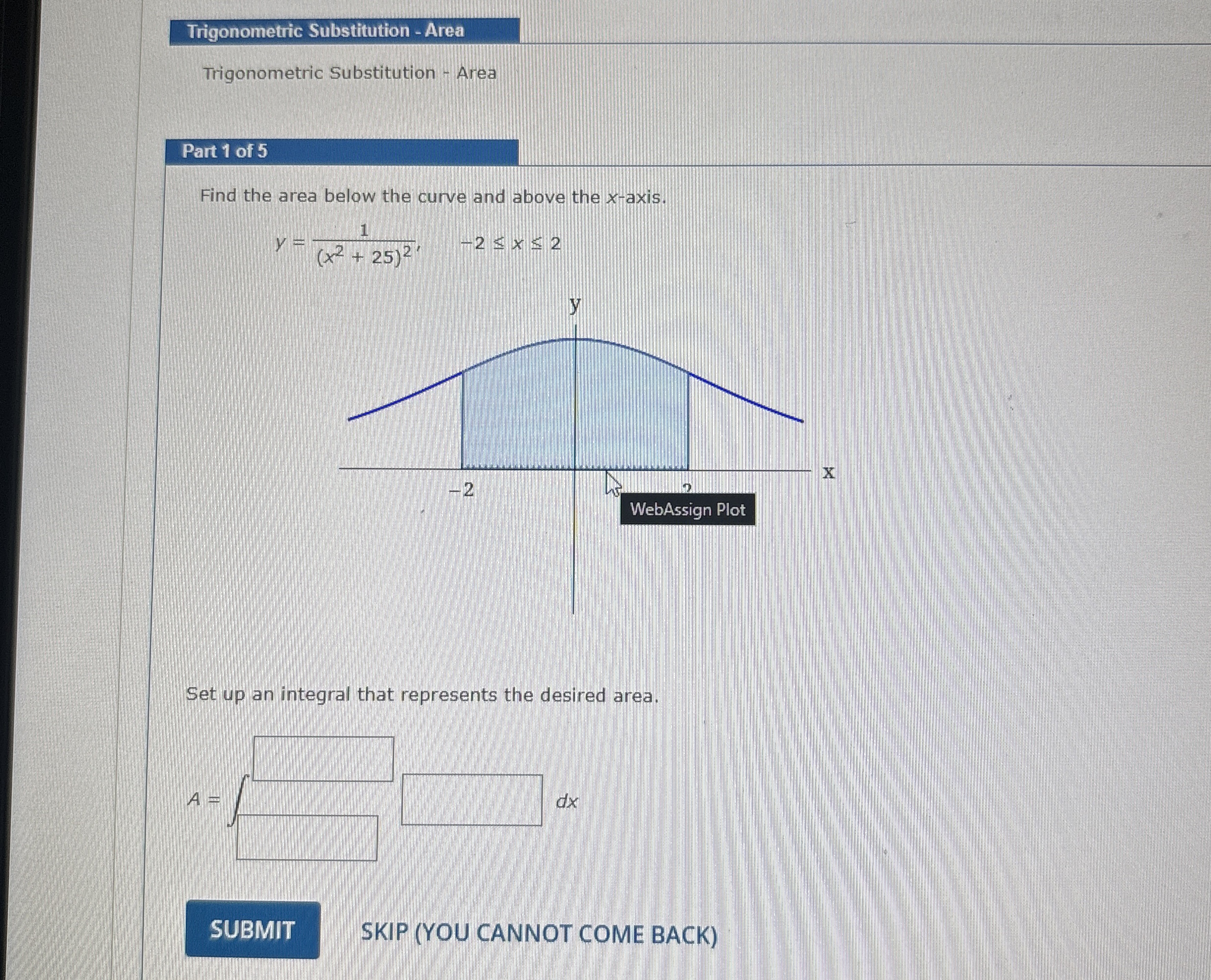 Trigonometric Substitution - Area Trigonometric