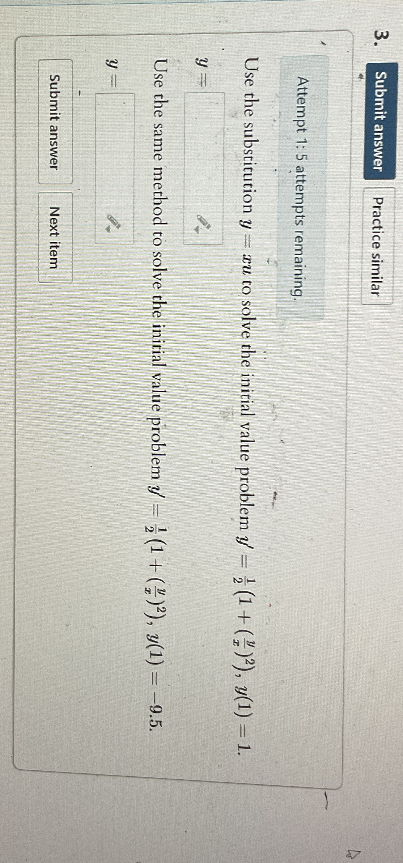 Attempt 1 : 5 attempts remaining. Use the