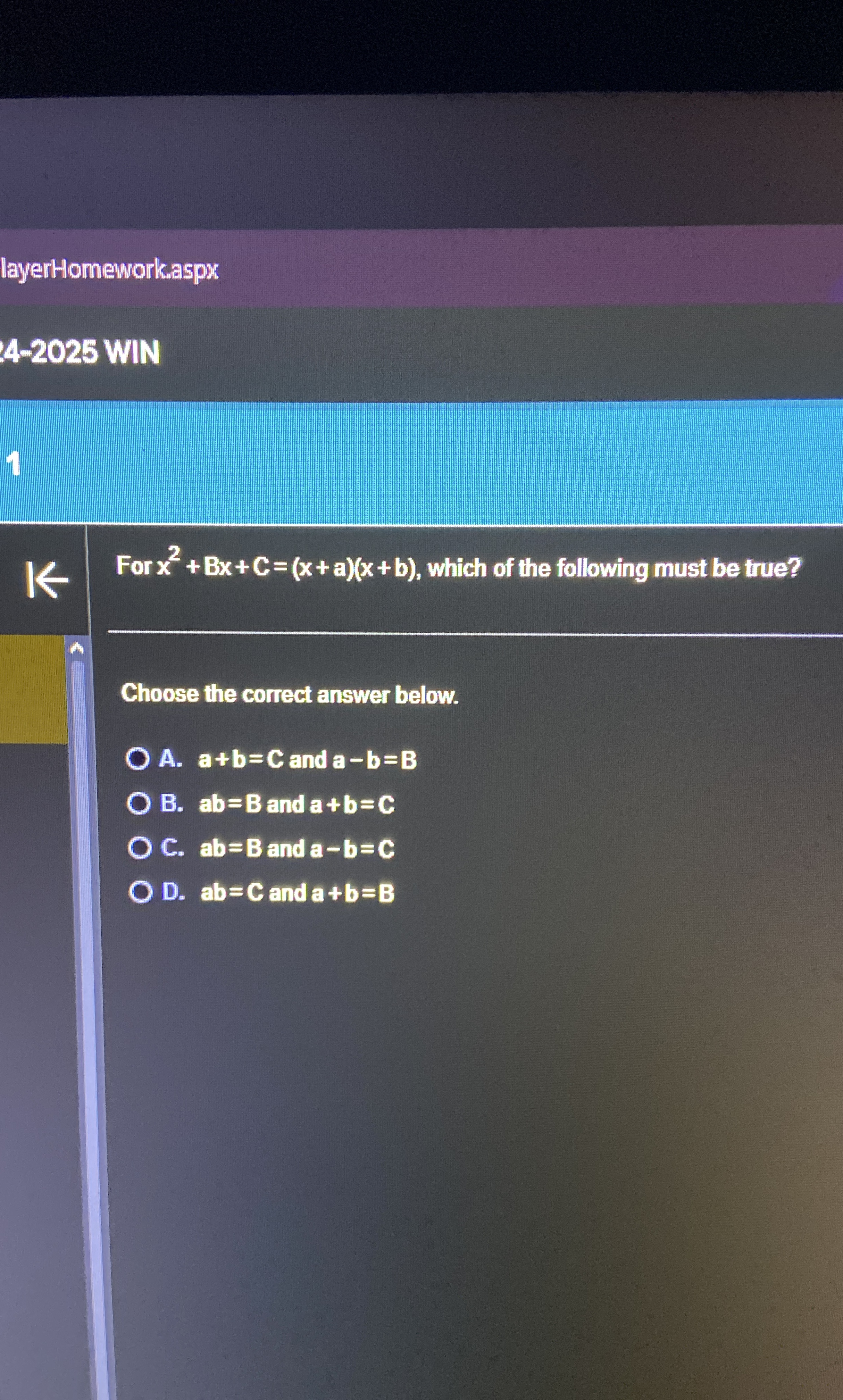 layerHomeworkaspx 4 - 2 0 2 5 WIN For x 2 + B x +