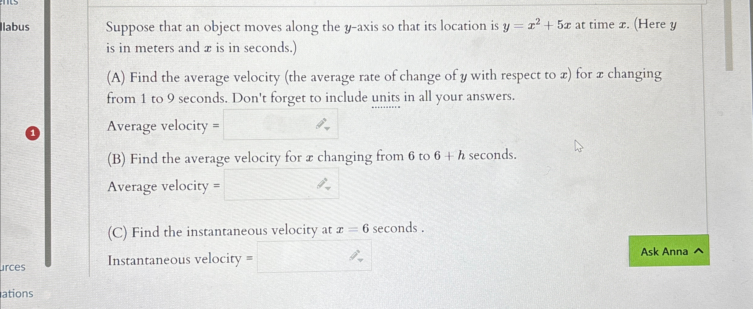 Suppose that an object moves along the y - axis