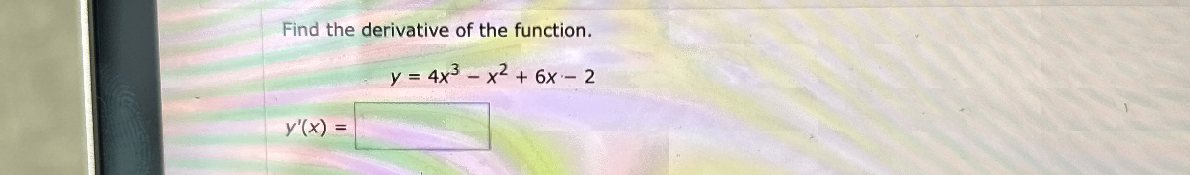 Find the derivative of the function. y ' ( x ) =