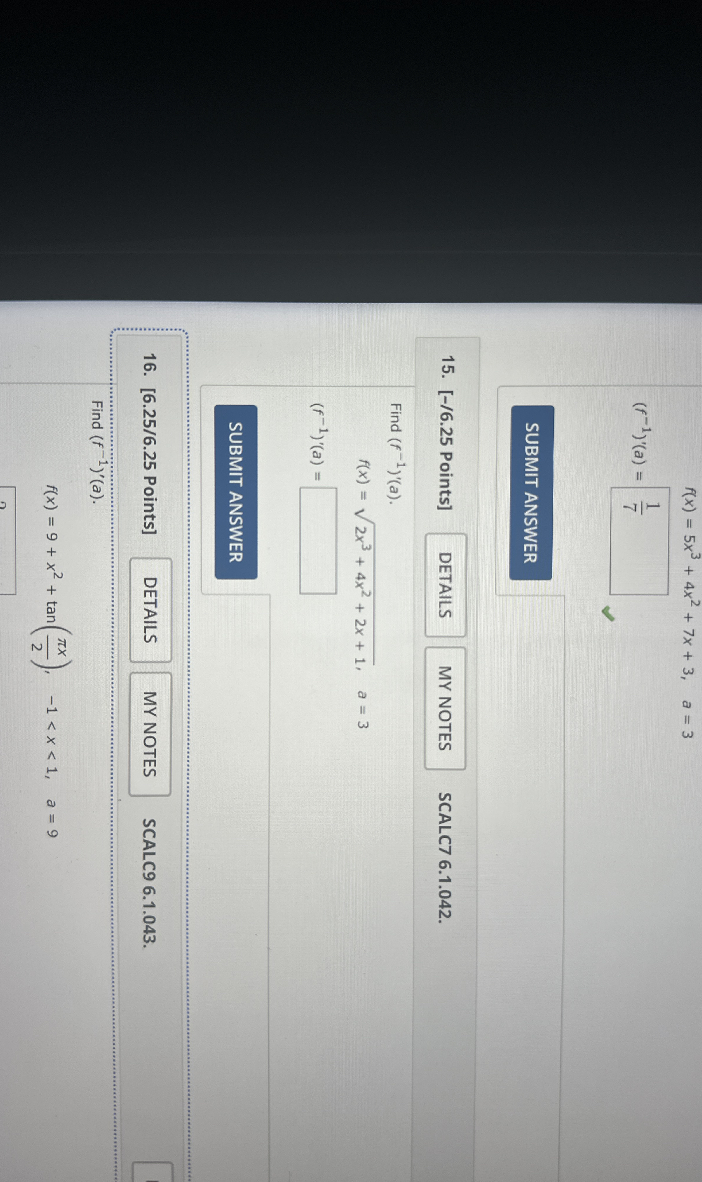 f ( x ) = 5 x 3 + 4 x 2 + 7 x + 3 , a = 3 ( f - 1