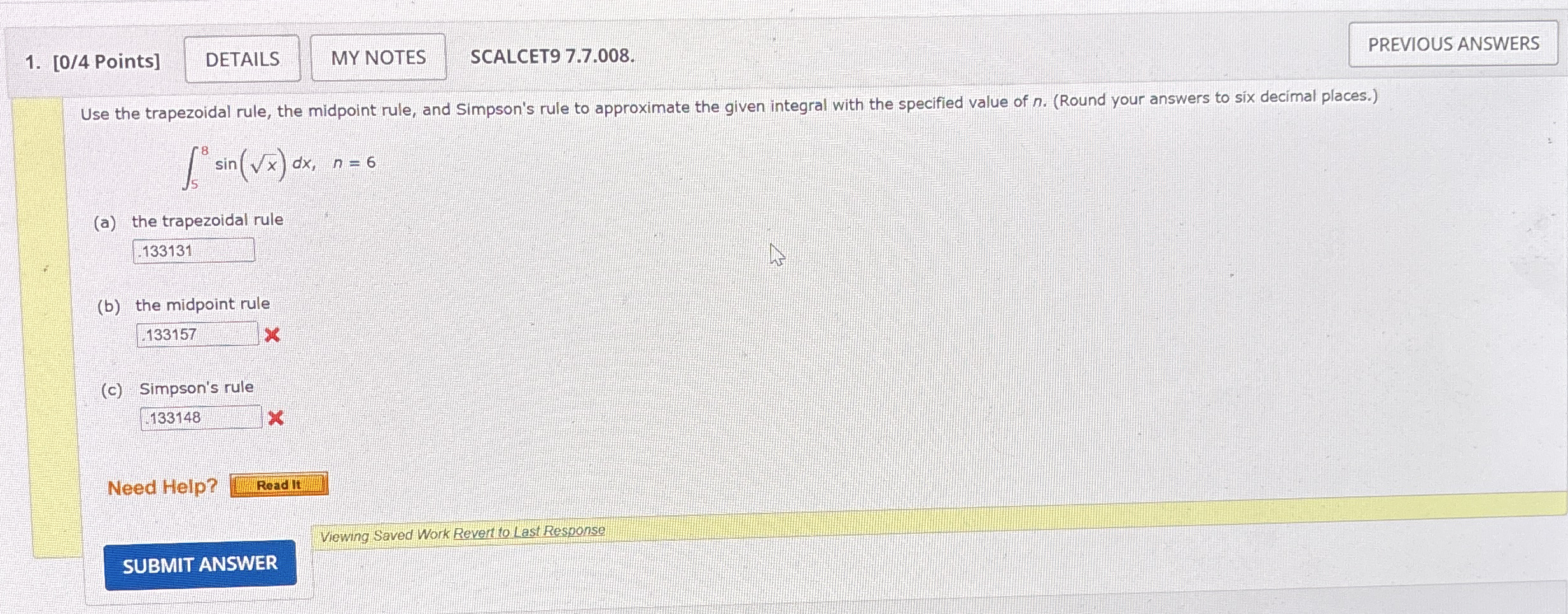 [ 0 / 4 Points ] MY NOTES SCALCET 9 7 . 7 . 0 0 8