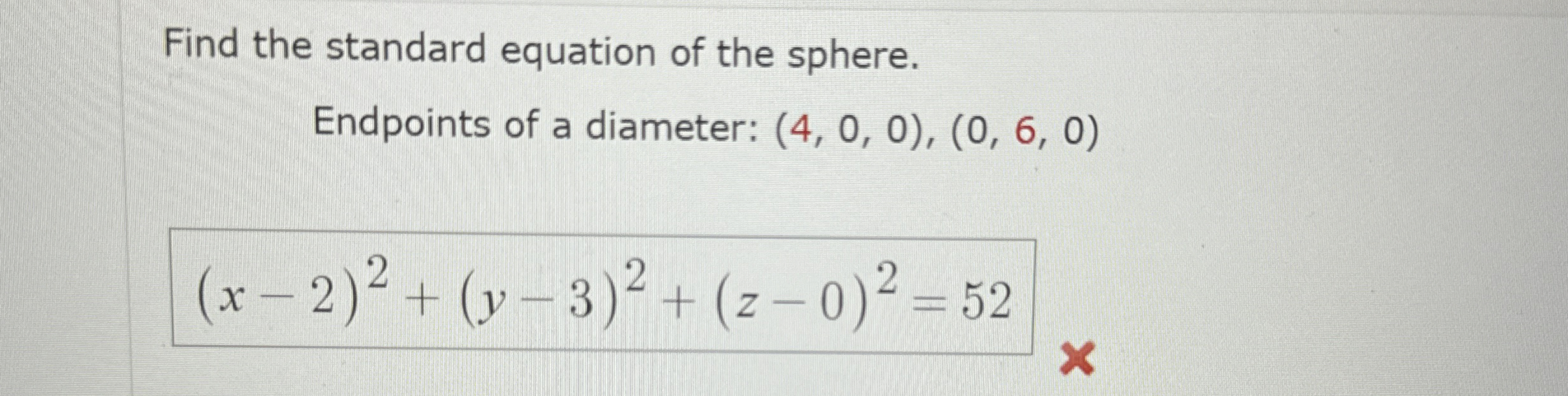 Find the standard equation of the sphere.