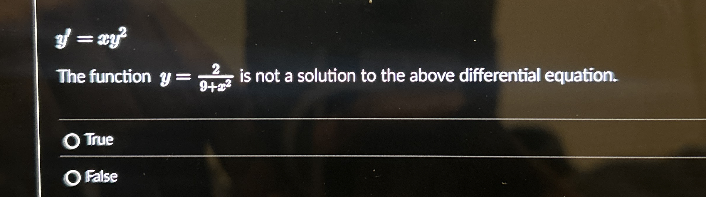 y ' = x b y 2 The function y = 2 9 + x 2 is not a