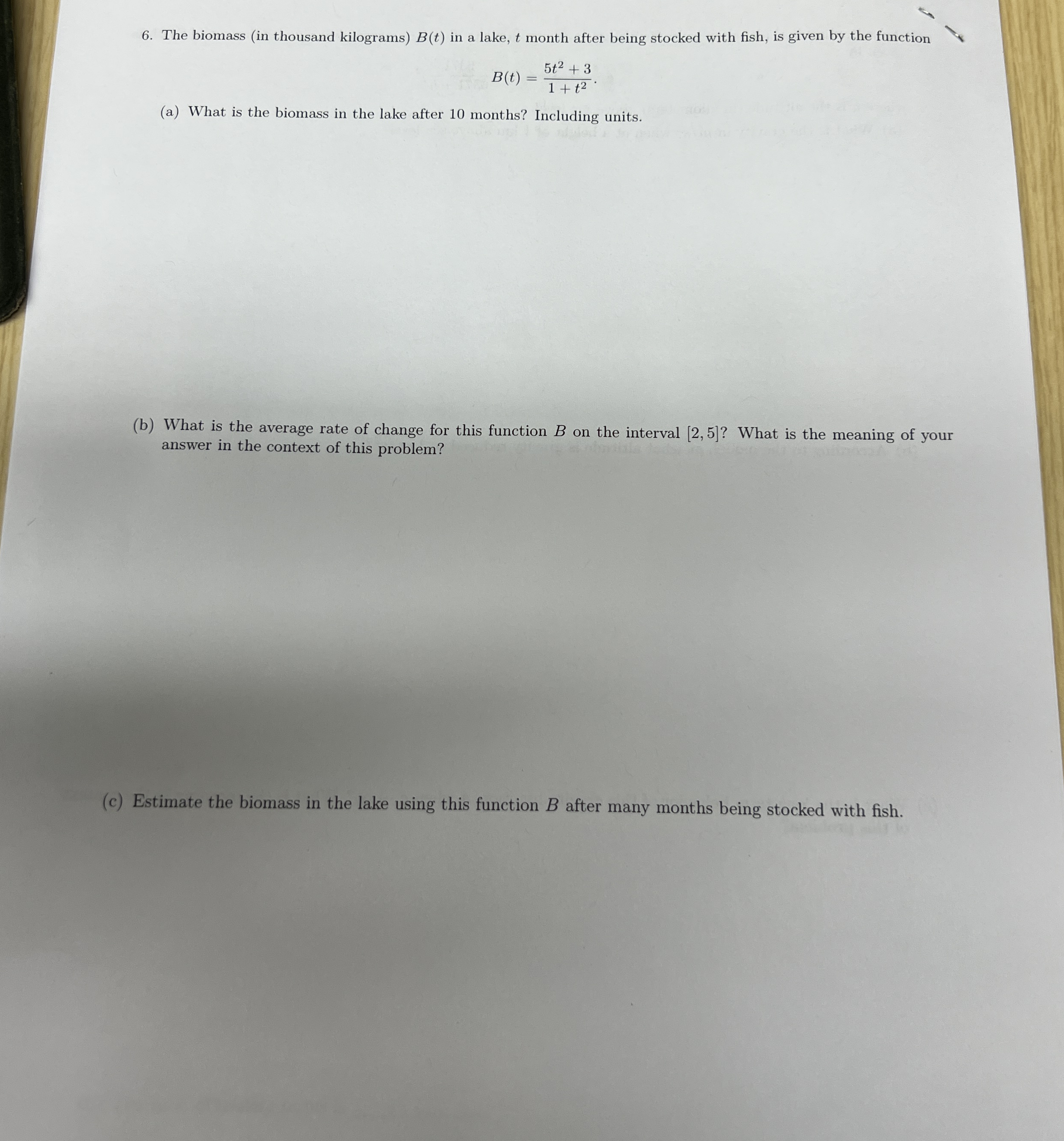 The biomass ( in thousand kilograms ) B ( t ) in