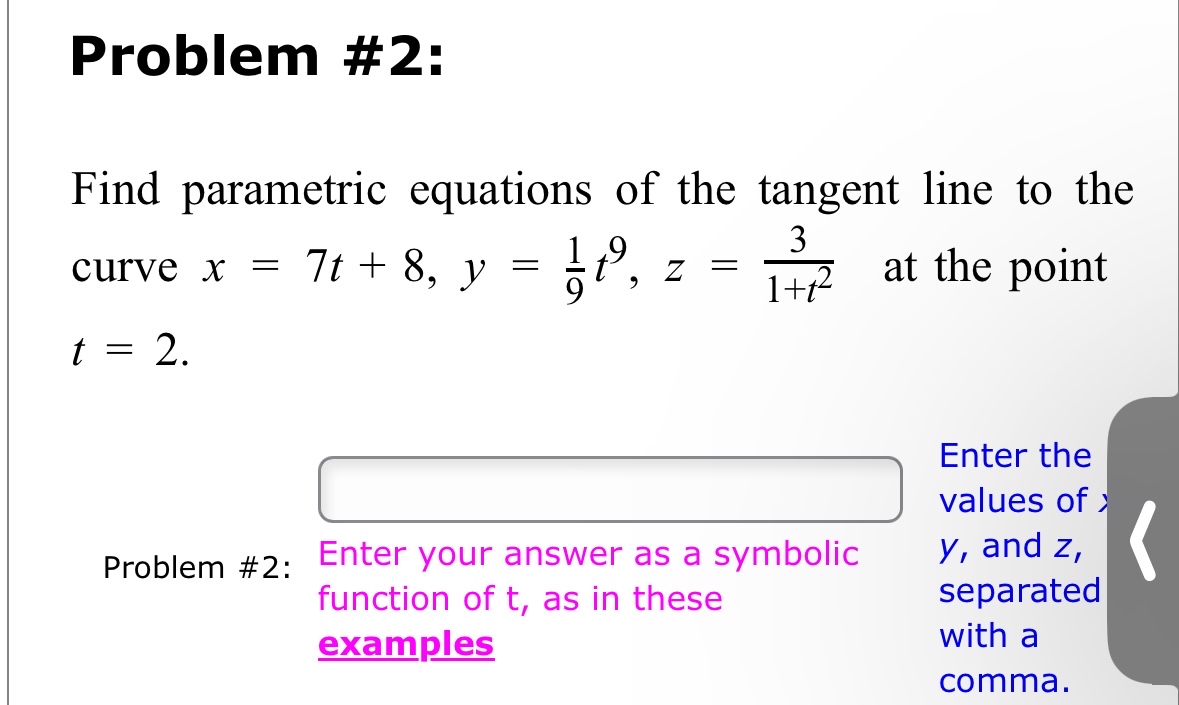 Problem # 2 : Find parametric equations of the