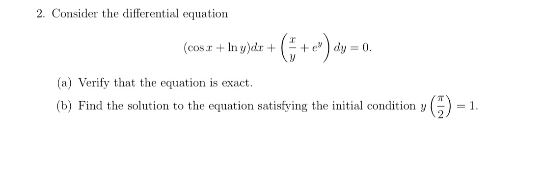 Consider the differential equation ( c o s x + l