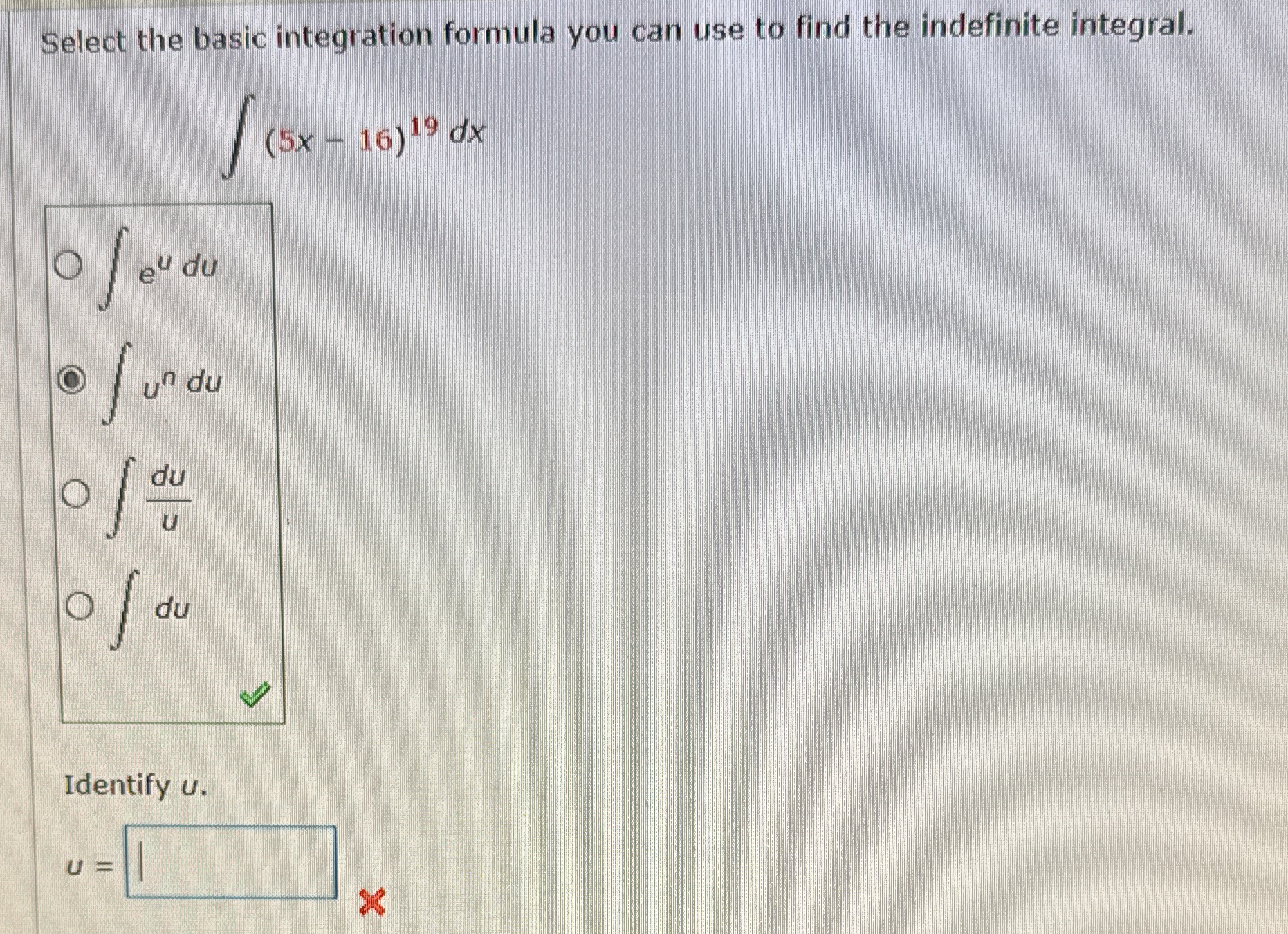 Select the basic integration formula you can use