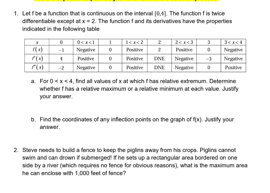 1 . Let \ ( f \ ) be a function that is