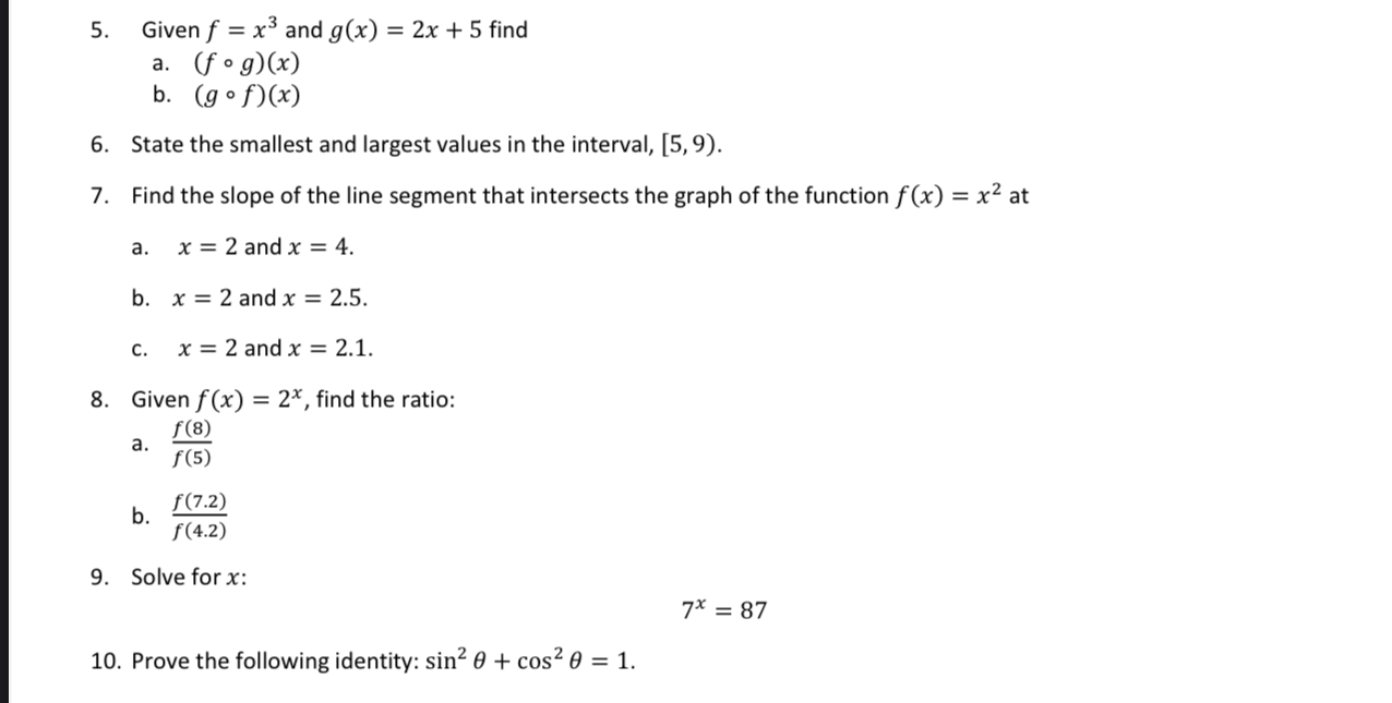 Given f = x 3 and g ( x ) = 2 x + 5 find a . ( f