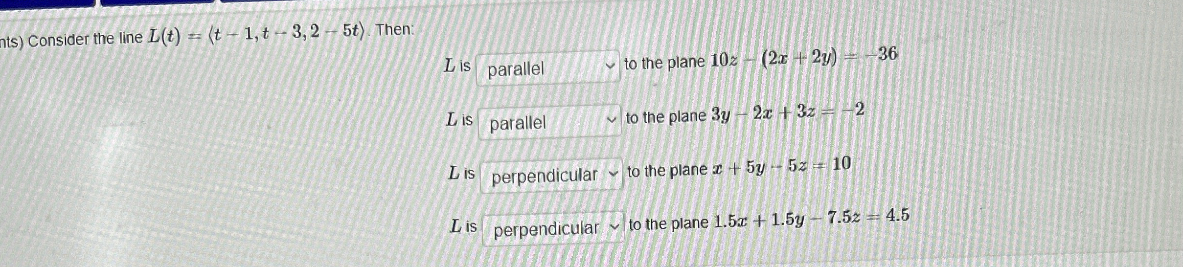 nts ) Consider the line L ( t ) = ( : t - 1 , t -