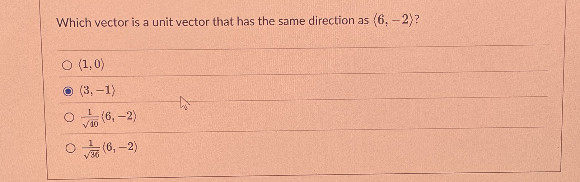 Which vector is a unit vector that has the same