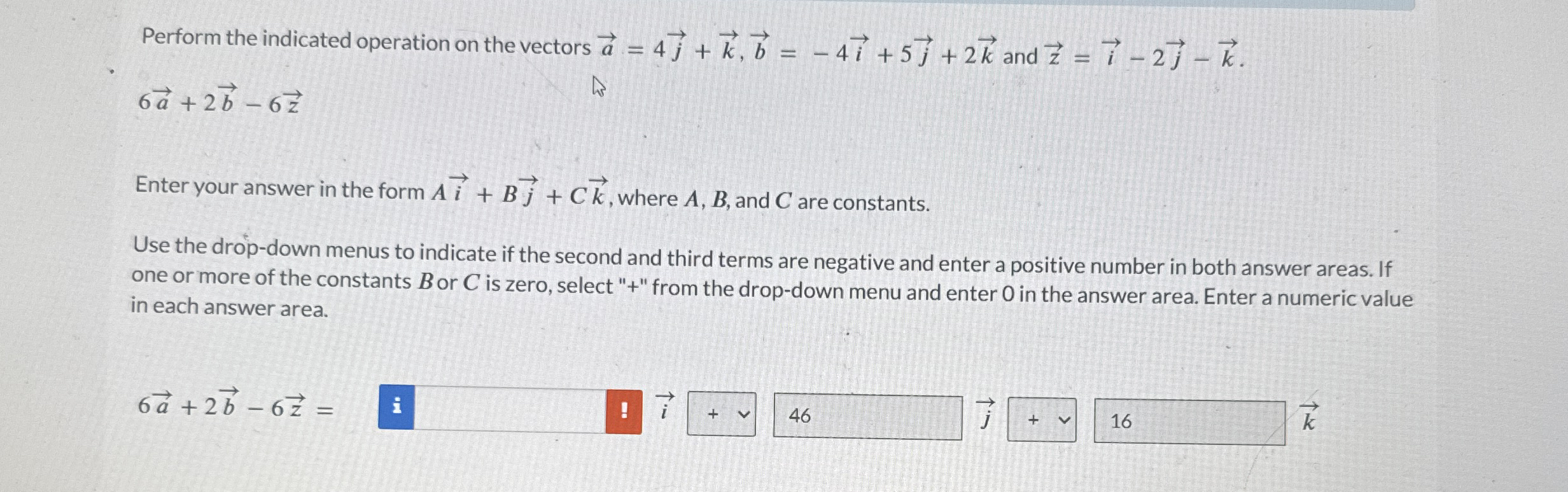 Perform the indicated operation on the vectors