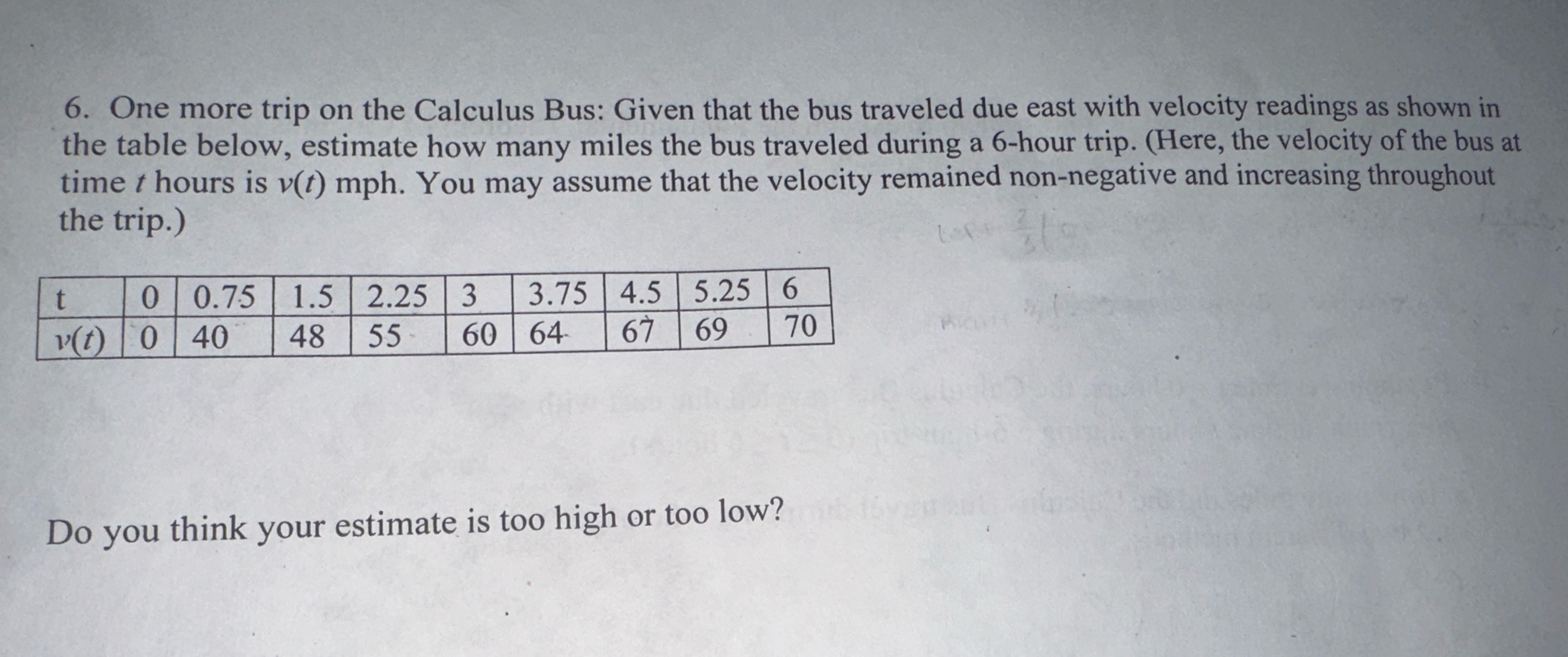 One more trip on the Calculus Bus: Given that the