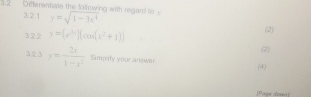 3 . 2 Differentiate the following with regard to