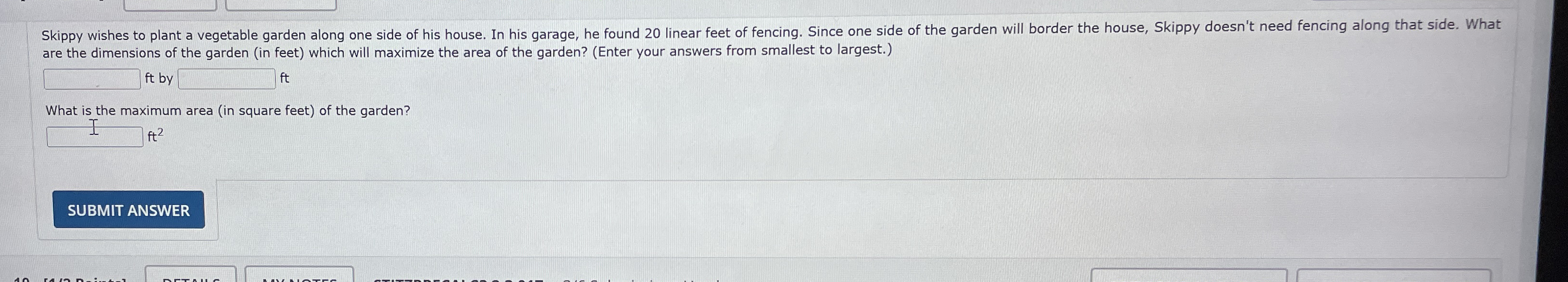 are the dimensions of the garden ( in feet )