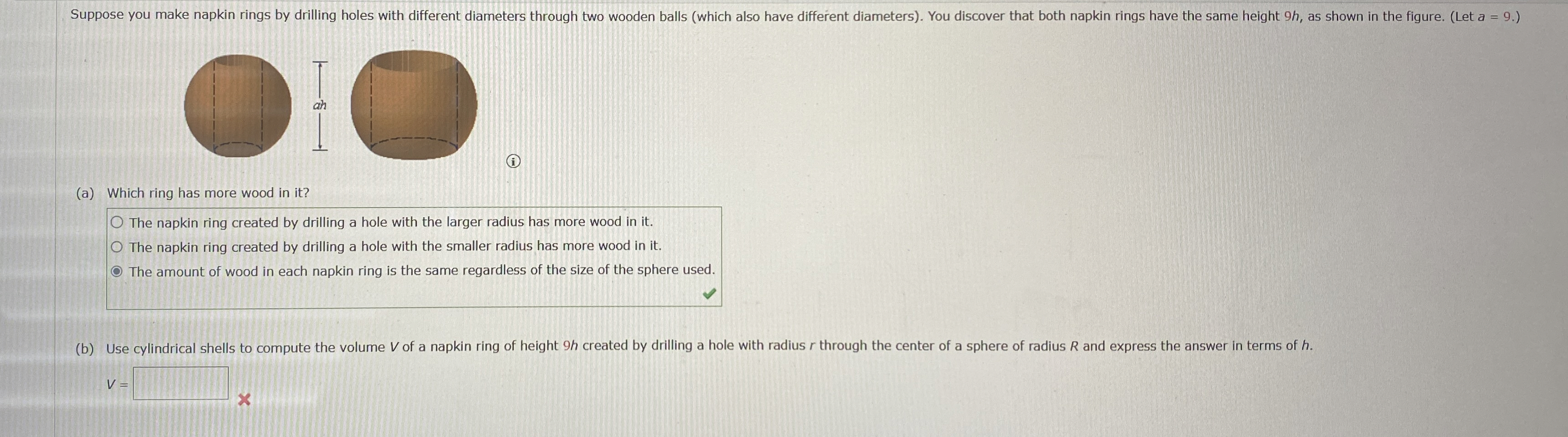 ( a ) Which ring has more wood in it ? The napkin