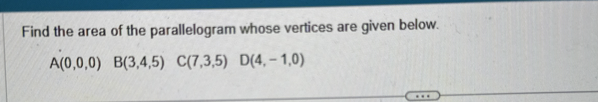 Find the area of the parallelogram whose vertices