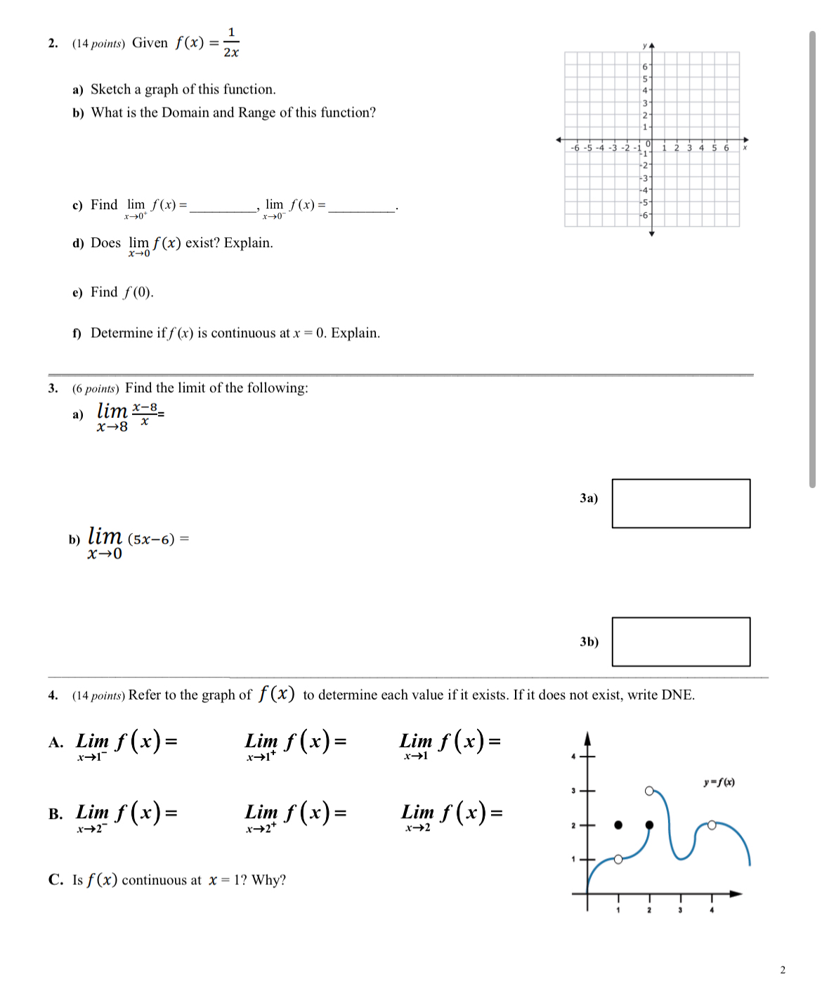 SHOW ALL YOUR WORK! Given f ( x ) = 1 2 x a )