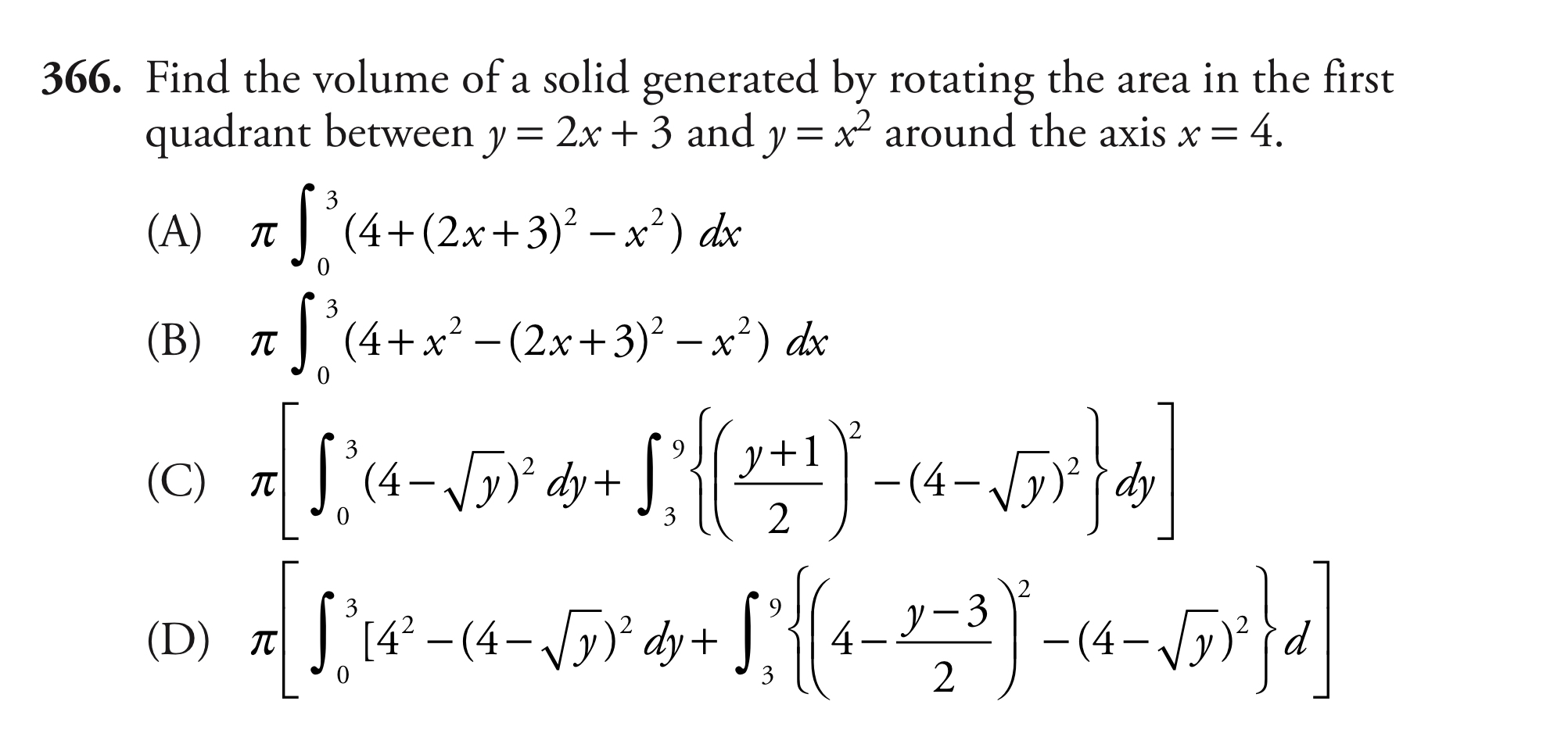 Find the volume of a solid generated by rotating